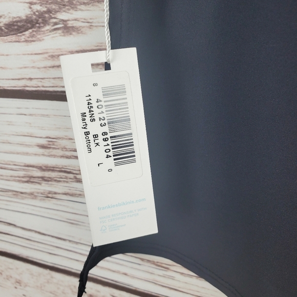 NWT Frankies Bikinis Large Black Marty Short Skirted Thong Bikini Bottom - Picture 9 of 10